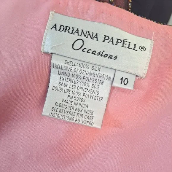 Adrianna Papell 3 Pc Set Silk Embellish Top Skirt Jacket Wedding Party Plum Sz10